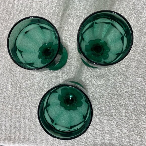 Vintage Libbey Glass Duratuff Gibraltar Juniper Green Water Goblets Set Of 3 - Picture 6 of 11